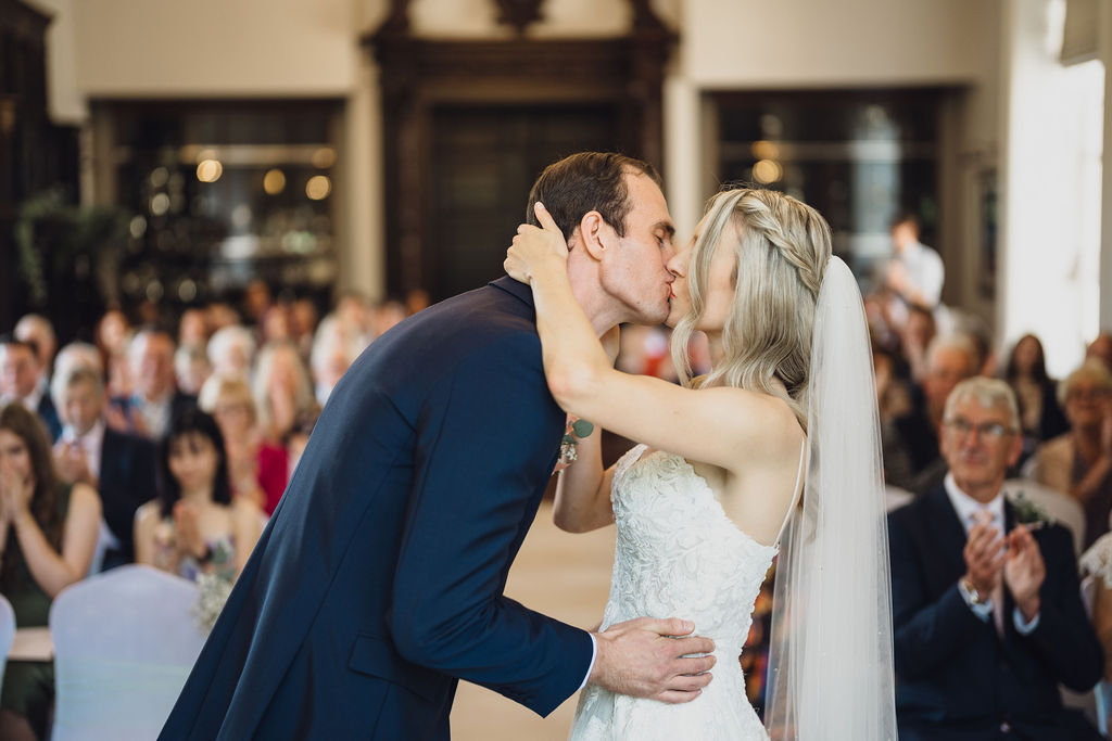 Bride and Groom Kissing